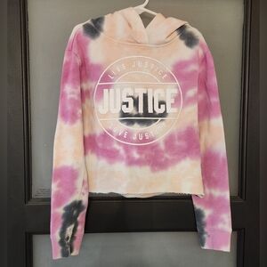 Girls Tie Dye Cropped Justice Hoodie
